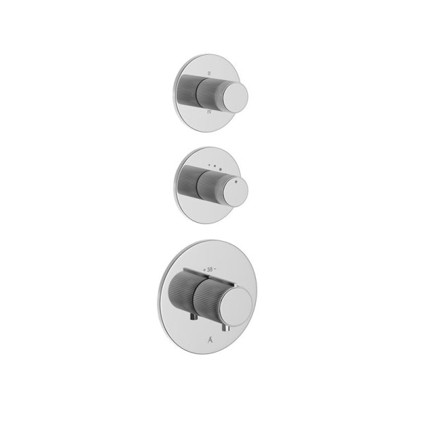 Exposed Part Kit of Thermostatic Shower Mixer with 4- way diverter, Round Flanges (Compatible In-wall Part ALA-509885 is sold separately)